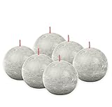 Bolsius Rustik Kugelkerze - Hellgrau - 6 Stück - Ø 7.6 cm - Dekorative...