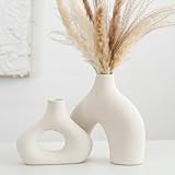 CEMABT Beige Keramikvase 2er-Set Doppelberg vasen für Moderne Boho Nordic...