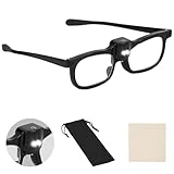 AOOSU Lupenbrille mit Licht, 200% LED Beleuchtete Vergrößerungsbrille...