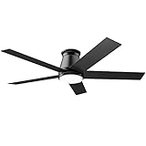 Wurzee Deckenventilator, niedriges Profil, 132 cm, schwarz, wendbarer...