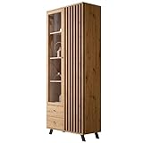 Newroom Vitrine Wildeiche Anthrazit Standvitrine Modern Vintage - 92x198x40...