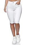 Elara Damen 3/4 Jeans Push Up Capri Chunkyrayan HB2582 White-36 (S)