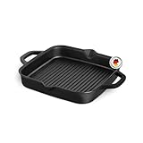 BURNHARD Gusseisen Grillpfanne, quadratisch 30 cm, Pre-Seasoned,...