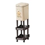 YWJLQH Mülleimer mit Deckel Und Rollen Windeleimer Abfallbehälter...