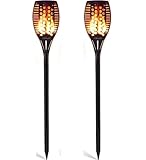 GEYUEYA Home Solarlampen Für Außen Garten 2er Set, 96 LED, Solarfackeln...
