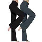 ZWDC 2er Pack Yogahose Damen Schlaghose Baumwolle Activewear Hosen High...