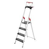 Hailo L100 Topline Alu-Sicherheits-Stehleiter - 4 XXL-Stufen bis 150 kg -...