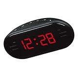 SHINEOFI Radiowecker mit Großem Gebogenem Display Fm Snooze Funktion Rote...