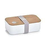 Zeller 14730 Lunch Box, Kunststoff/Bamboo, Brotdose, weiß, ca. 19,3 x 11,8...