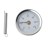 Pumixiy Edelstahl-Rohr-Thermometer, mit Federklemme, 63 mm Durchmesser,...