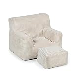 Gutekissen® Kinder Sessel mit Hocker – Weicher Lounge-Sessel aus...