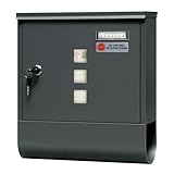 WOLTU Briefkasten Postkasten mit Zeitungsfach Sichtfenstern Namensschild,...