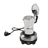 FROPIJ Elektrische Espressokocher Mokkakanne, 500W Moka Pot Aluminium...