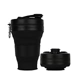 UNNESTAR Zusammenklappbare Camping Tasse mit Strohhalm Silikon faltbare...