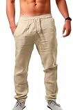 Cegerne Herren Leinenhose Lang Leicht Sommerhose Mittelalter Loose Fit...