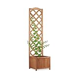 Relaxdays Rankkasten Holz, Garten Pflanzkübel m. Rankgitter, 25 L...