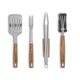 BURNHARD Grillbesteck-Set 4-tlg. 42 cm, Akazienholz Edelstahl,...