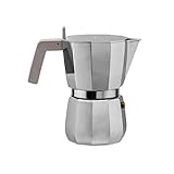 Alessi DC06/6 Espressokocher aus Aluminium, Silber / Schwarz