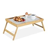 Relaxdays Betttablett Bambus, faltbar, Serviertablett für Frühstück im...