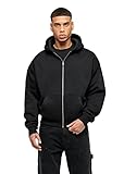 Herren Oversized Basic Zip Hoodie Oversized Fit Heavy, Größe:M,...