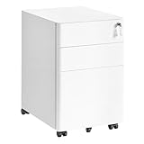 SONGMICS Schubladenschrank, Rollcontainer mit 3 Schubladen, abschließbarer...