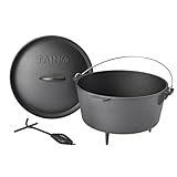 TAINO Dutch Oven 8L aus Gusseisen Ø 30cm Feuertopf Set Deckelheber...