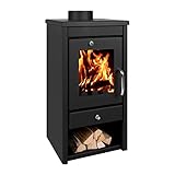 7 kW Kaminofen EWO P100sm - Schlichter Holzofen in Anthrazit - Kamin mit...