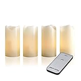 LED Kerzen 4er-Set mit Fernbedienung, LED Echtwachskerzen, echtes Wachs,...