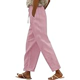 Tages Angebote Sale Baumwolle Leinen Hose Damen UK Sommer Feste Farbe...
