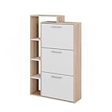 Vicco Schuhkipper Orlando, Schuhregal, Weiß/Sonoma, 80 x 128.3 cm mit 3...