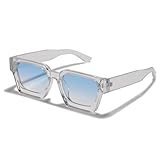 WDZAYXC Vintage Rechteckige Sonnenbrille für Damen Herren Chunky Rectangle...