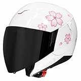 Retro Motorradhelm Jethelm Rollerhelm Herren Damen Mit Doppeltes Visier...