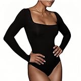 Rongseng Body Damen Langarm Elegant Bodysuit Tops Sexy Quadratischer...