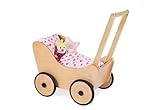 Pinolino Puppenwagen Sarah, aus Holz, mit Bremssystem, Lauflernhilfe mit...