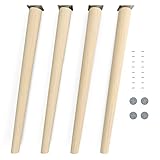 Sossai Tischbeine aus Naturholz Buche unbehandelt, Clif Round HMF2, 71 cm...