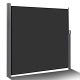 HOMEDEMO Seitenmarkise ausziehbar, 200 x 400+20 cm Anthrazit, Sichtschutz...
