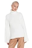 Trendyol Damen Rollkragenpullover, Einfarbig, Oversize Sweatshirt, Ecru, M