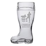 LUXENTU Bierstiefel mit Gravur, Bierglas mit 1,0 Liter Füllstrich,...