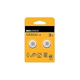 MAX Lithium Knopfzellen CR2032, 3 V, Packung mit 2 Stück, stabile...