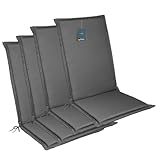 LILENO HOME Gartenstuhl Auflagen [4er Set - Hochlehner] in Anthrazit -...