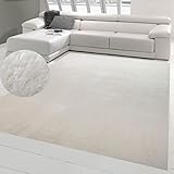 Teppich-Traum Designerteppich einfarbig, waschbar, Creme, Größe 140x200...
