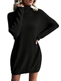 SweatyRocks Damen Strickkleid mit Rollkragen Langarm Pulloverkleid...