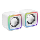 Mars Gaming MSCUBEW Weiß, Kompakte RGB Gaming-Lautsprecher, 8W DSP...