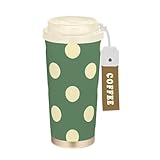 Foiosoh Green Dot Reise-Kaffeebecher mit Deckel, Kaffeebecher, Edelstahl,...