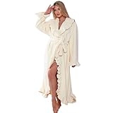 Lawnrden Damen-Bademantel aus Plüsch | Flauschiger Bademantel, weicher...