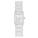 JewelryWe Damen Armbanduhr Quarz Analog Rechteckig Ceramic Keramik Band...