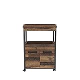 FORTE HOME BAR Barschrank mit Rollen und 2 Türen, Holzwerkstoff, Old Wood...