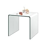 LIFEZEAL Beistelltisch Glas, Couchtisch mit n-Form, Seitlicher Glastisch...