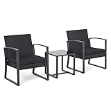 Mondeer Balkonmöbel, Rattan Gartenmöbel Set 3 Teilig, 2 Stühle mit...