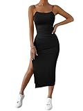 GORGLITTER Damen Rückenfrei Sommerkleid Midikleid Spaghettiträger...